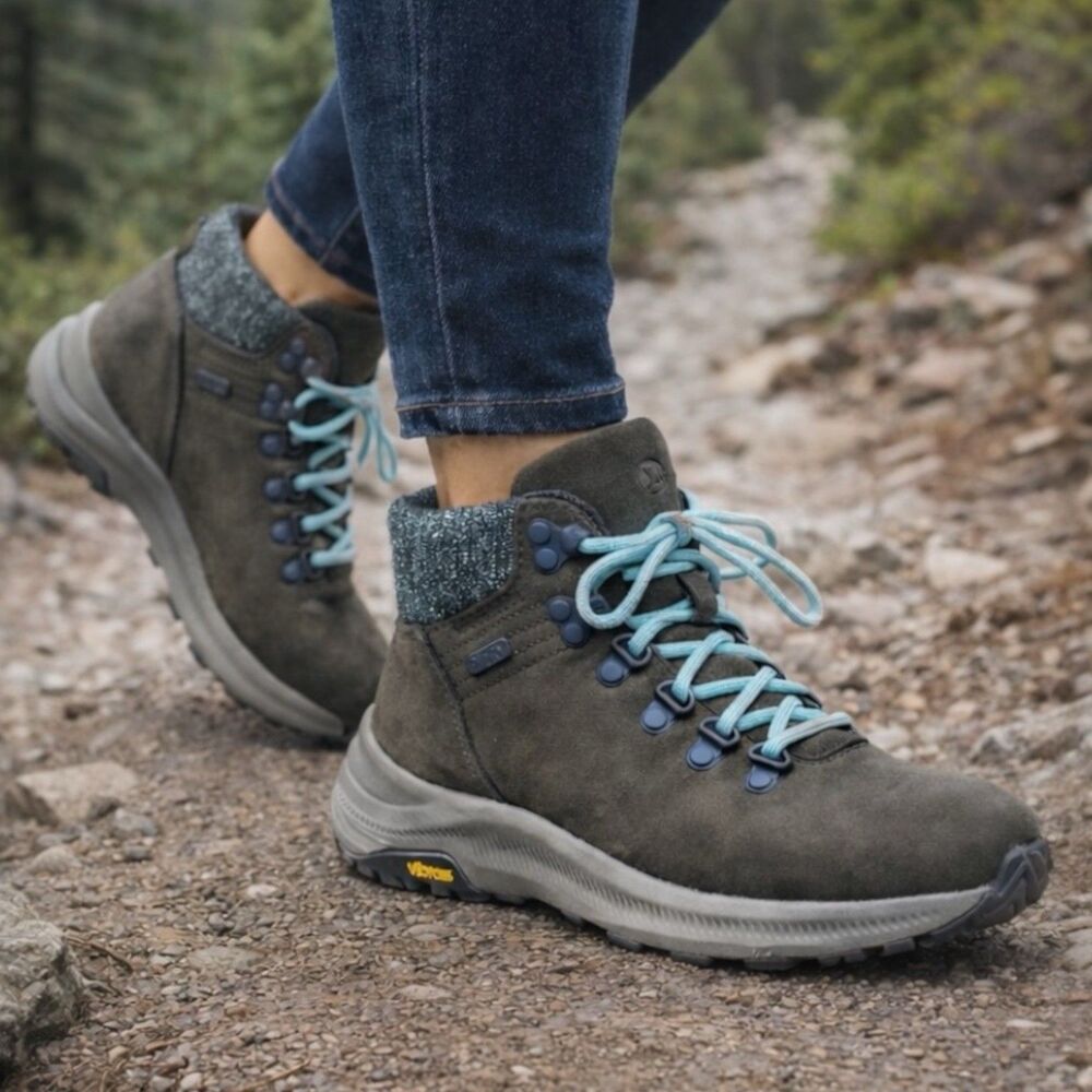 Merrell Brown Waterproof Megagrip Vibram Sole Ontario Hiking Boots